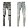 Jeans morados para hombre Jeans de diseñador rasgados azul claro gris oscuro Pantalones de marca italiana para hombre Street Denim Skinny Jeans de pierna recta para bicicleta