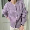 Damskie swetry guziki mody Modne kardigany fioletowy kolor dzianiny kurtki sweter lady ponadwymiarowe skoczki bluza odzież y2k