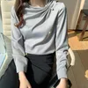 Damesblouses 2024 lente Koreaanse vrouwen chiffon shirts kantoor OL shirt met lange mouwen geplooide trui dames tops