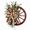 Christmas Decorations Winter Wreath Farmhouse Wagon Wheel Christmas Door Front Aesthetic Decoration Wreath Home Decoration Accessories 231207