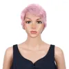 Trueme kısa pixie kesim dantel peruk insan saç perukları kadınlar için renkli brezilya tranparent ön vurgu kahverengi