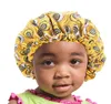 Barnflicka Satin Bonnet Justerbar dubbellager Natt Sleep Caps Kids African Print Turban Hair Cover Baby Hat8727592