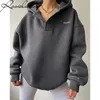 Kvinnors hoodies 2023 Långärmad grundläggande överdimensionerad V-ringad fleece Sweatshirt Hoodie Zip Up Winter Clothes Women K Streetwear