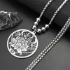 Pendant Necklaces Wicca Lotus Stainless Steel Pendants For Men Black Silver Color Moon Eye Long Chain Necklace Jewelry Colgante Hombre