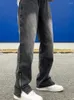 Jeans pour hommes élastique homme cowboy pantalon droit pantalon à fermeture éclair extensible avec fentes xs printemps automne 2023 tendance y2k streetwear doux