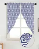 Занавеска в марокканском стиле с узором, синие оконные шторы для гостиной, спальни, домашний декор, треугольная