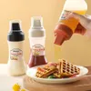 Nieuwe keukenopslagorganisatie 5-gaats sausfles 350ml Kruiderij Knijpflessen met mondstuk Ketchup Mosterd Hete sauzen Honing Olijfolie Dispenser