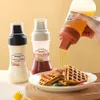 Nova organização de armazenamento de cozinha Frasco de molho com 5 furos Garrafas de espremer condimentos de 350ml com bico Ketchup Mostarda Molhos quentes Dispensador de azeite e mel