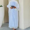 Etniska kläder anpassade sommar kalkon dubai liten trumpet ärmkardigan elegant flödande klänning muslimska abaya 231208