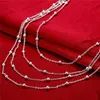 Damen-Tennis-Halskette aus Sterlingsilber mit vier Lagen heller Perlen, GSSN751, modischer, schöner Schmuck aus 925er Silber, Grad252l
