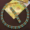 Ketting Oorbellen Set Franse Kleine Verse Blauwe Bloem Armband Midden-Westerse Dubbel Gevlochten Choker