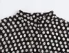 Women's Blouses Women Chiffon Polka Dot Bow Tie Shirts Black Long Sleeve 2023 Autumn Fashion Casual Stand Collar Tops