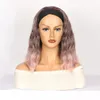 Cosplay Wigs Wig female head with wig gradient pink short curly hair synthetic fiber matte mechanism head cover 231211