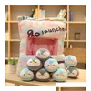 Animais de pelúcia recheados 8 pcs mini pinguim brinquedo em um travesseiro criativo coelho corgg pudim lanches almofada lance q0727 gota entrega brinquedos otblj