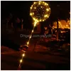 Party Decoration Led Balloon Transparent Lighting Bobo Ball Balloons With 70Cm Pole String Xmas Wedding Decorations Cca11728-A 60Pcs Dhyvg
