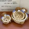 ECO Cartoon Bear Hand Woven Storage Basket Kids Toys Desktop Organizer Sundries Storage Box Laundry Baskets Home Decortions