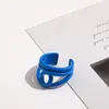 Cluster Rings Korean Fashion Hand-painted Dripping Oil Geometric Open Ring For Women Multicolor Irregular Finger Party Jewelry Gift