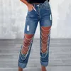 Pantaloni attivi Jeans a gamba larga per donna Stretch Vita elastica a vita alta Fondo a campana Jeans larghi in denim spesso sexy