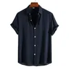 Men's Casual Shirts Top Selling Product In 2023 Summer Fashion Trend Solid Color Lapel Short-sleeved Shirt