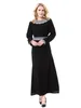 Abbigliamento etnico Donna Eid Abaya musulmano O Collo Dubai Caftano Tinta unita Applicazioni arabe Marocco Abiti Ramadan Splendido abito da festa Abaya