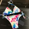 Sexy V Neck Bikini moda push up drukowane briefy Zestaw kobiet projektantki drukowanych plażowych bikini letnie wakacje
