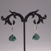 Boucles d'oreilles pendantes en argent sterling 925 véritable avec billion de cristaux verts de 3 cm de longueur