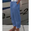 Kvinnor Pants Women Spring Summer Loose White Solid Retro Leisure Elastic midja byxan Bomull Linne Byxor Pantalones de Playa Mujer