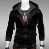 Herrjackor Portable Casual Hooded Jacket Multi-färg med fickfärgblockrock för shopping dejting resor