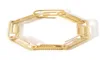 Papperklippkedja smycken anpassad 14k Real Gold Full Zircon PaperClip Rectangle Link Armband 10mm Mens Iced Out CZ Pärledsträngar2911542