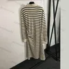 Striped Skirt Womens Sheath Dress Lapel Slit Bag Hip Skirt Long Sleeve Sexy Dress