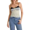 Tanks Femmes Femmes Sexy Ruché Sweetheart Cou Débardeurs Sans Manches Spaghetti Sangle Sheer Mesh Y2k Classique Rétro Camisole Sortant Crop