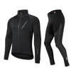 Ensembles de course Santic Costumes de cyclisme pour hommes Jersey à manches longues Vélo Garder au chaud VTT Pantalon de route Hiver Coupe-vent Taille asiatique