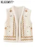 Gilet da donna 2023 Gilet senza maniche con stampa vintage Donna Giacca corta in peluche Gilet donna Boho Cappotto invernale caldo