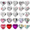 REAL 925 Sterling Silver Love varandra Family Love Heart Charms Pärlor Fit Pando 925 Armband DIY Jubileumsmycken gåva