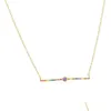 Pendentif Colliers 925 Sterling Sier Rainbow CZ Bar Collier Simple Minimal Design Délicat Femmes Fille Cadeau Plaqué Or Vermeil Geome Dhowj