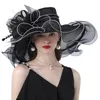Hüte mit breiter Krempe, eleganter Bowler-Hut für Mädchen und Frauen, Fascinator, Fischer, mit großer Schleife, für den Sommer im Freien