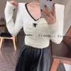 Осенняя модная женская футболка с длинным рукавом, черно-белая, 2 цвета, дизайнерская роскошная хлопковая эластичная мягкая комфортная высококачественная треугольная отделка