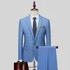 Trajes para hombre de alta calidad (pantalones de traje), moda de dos piezas, todo en uno, versión coreana de negocios, vestido de boda ajustado para hombre y novio