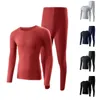 Sous-vêtements thermiques pour hommes, ensemble de sous-vêtements thermiques, polaire, manches longues, col rond, pantalon, chaussette cadeau