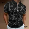 Polos da uomo con polo zip piuma top semplici stampe 3d feste di abbigliamento sportivo uomo abbigliamento a maniche corte estate