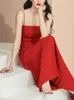 Casual Dresses SUSU Solid Pleated Hem Spaghetti Strap Formal Occasion Dress Elegant Midi Banquet Style Women Summer 2023 SU-A338