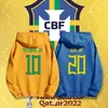 Qatar World Cup Brazil Team nr 10 Neymar Hooded Sweatshirt Men's Football Fan Support Sports Jacket