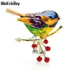 Pins Brooches Wuli baby Multicolor Bird Brooch Pins Quality Enamel Ainmal Brooches Year Designer Jewelry Gift Pyrrhula pyrrhula 231211