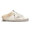 2024 Italia Goldenstar Designer Sneaker Super Star Sabot Pantofole in pelliccia da donna Scarpe casual Paillettes Classico Bianco Do-Old Dirty Star Sneakers Inverno Scarpe di lana all'aperto