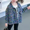 Vestes Veste en jean imprimée à pois pour fille, avec points colorés, haut de printemps et d'automne, mode européenne et américaine, 5 ans et 6 ans