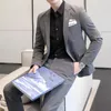 Męskie garnitury 2023 5-kolorowa wersja koreańska Slim (Suitowe spodnie) Back Suit Dwuczęściowy zestaw poliester inteligentny swobodny płomień ślubny
