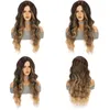 Cosplay Wigs Europe the United States women fluffy long curly hair lace wig gradual change synthetic fiber head cover 231211