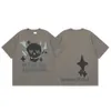 Camisetas Quebrado Planet Market Cartoon Skull Foam Impresso Tripulação Pescoço Manga Curta T-shirt Masculino e Feminino High Street Solto T231211