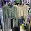 Женские свитера, женские норковые кашемировые джемперы, свободные однотонные вязаные пуловеры с v-образным вырезом, женская мода, Harajuku Y2k, осень P974