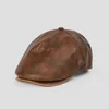 Bérets vintage PU Visor Caps Unisexe Daily Faux Leather Paped Cap Man Woman Casual Solid Sboy Gorras de Hombre